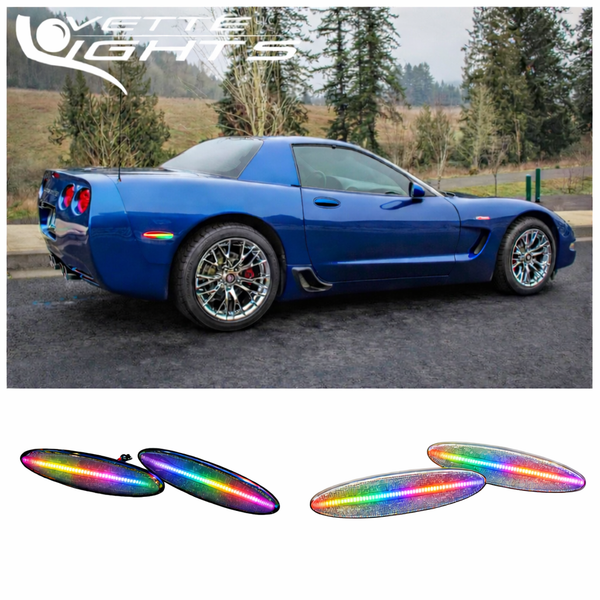 リッドキラキラ 1997-2004 C5 Corvette RGB Laser LED Rear Markers (Color Changing